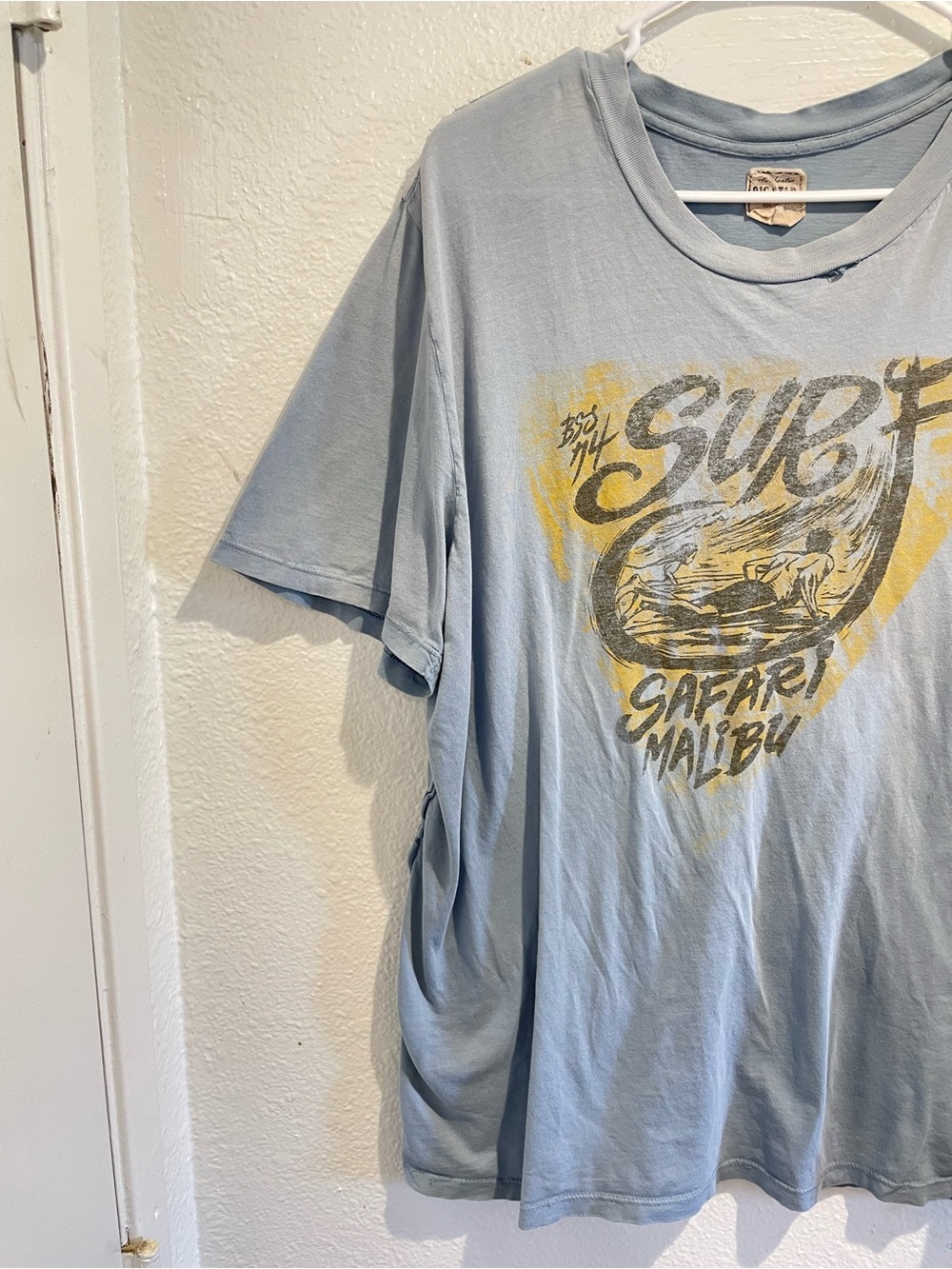Big Star Surf Safari Malibu Shirt XL Blue Exposed Overlock Seam Graphic Tee - Picture 2 of 9